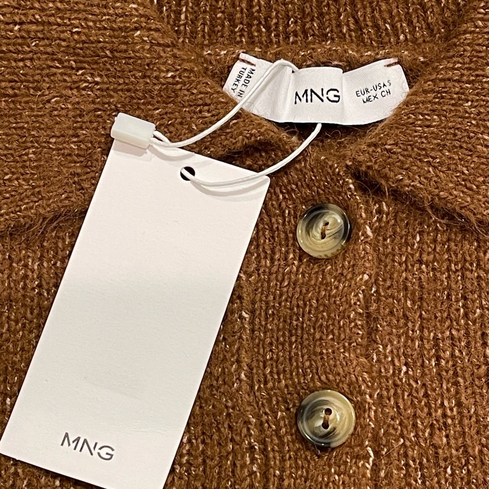 MNG Mango brown knit short sleeve polo sweater - Picture 5 of 8